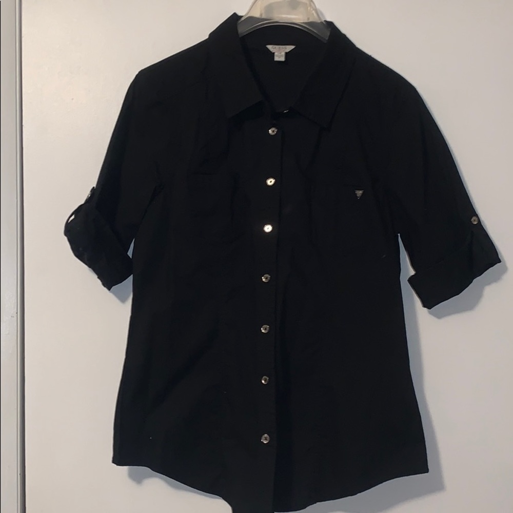 Guess Black Button-Down Shirt